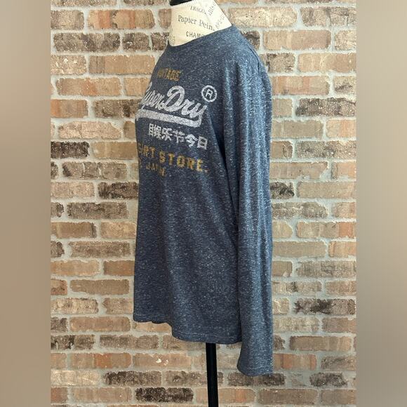 Superdry Sweater Mens Large Gray Logo Crewneck fall winter layering lightweight - Picture 4 of 10